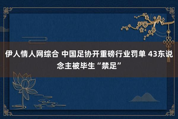 伊人情人网综合 中国足协开重磅行业罚单 43东说念主被毕生“禁足”