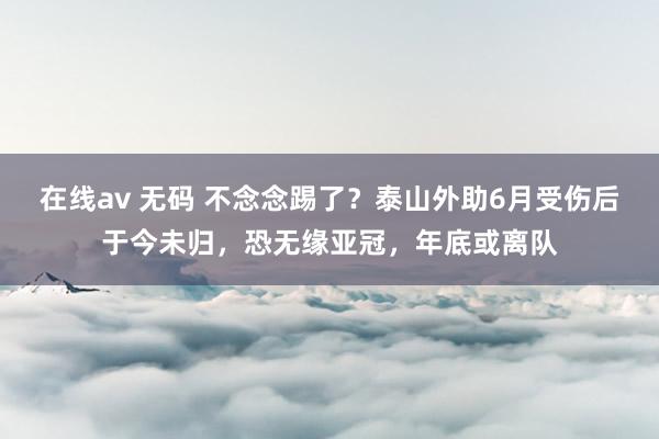 在线av 无码 不念念踢了？泰山外助6月受伤后于今未归，恐无缘亚冠，年底或离队