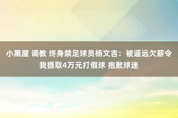 小黑屋 调教 终身禁足球员杨文吉：被遥远欠薪令我摄取4万元打假球 抱歉球迷