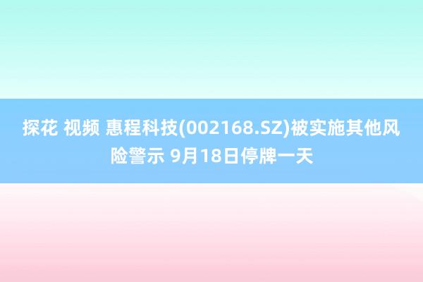 探花 视频 惠程科技(002168.SZ)被实施其他风险警示 9月18日停牌一天