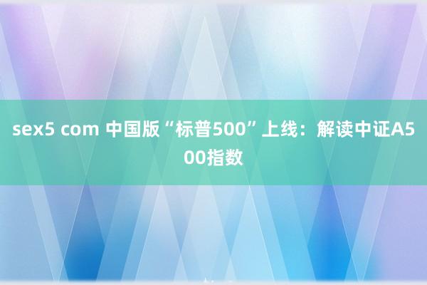 sex5 com 中国版“标普500”上线：解读中证A500指数