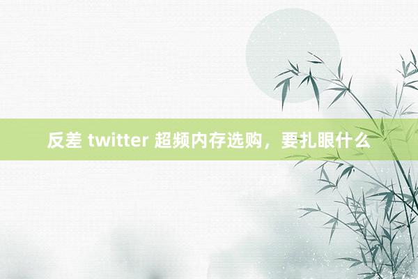 反差 twitter 超频内存选购，要扎眼什么