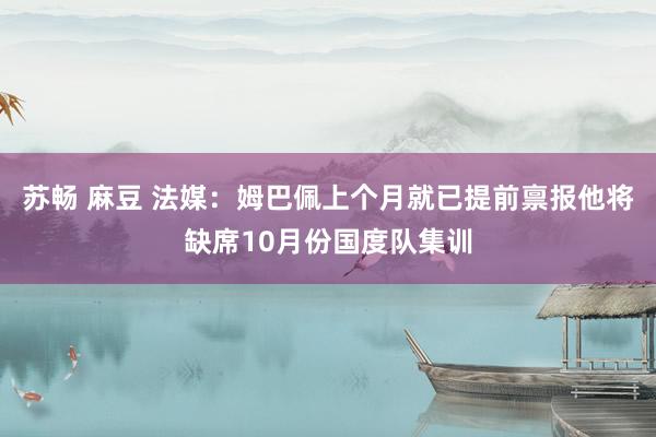 苏畅 麻豆 法媒：姆巴佩上个月就已提前禀报他将缺席10月份国度队集训