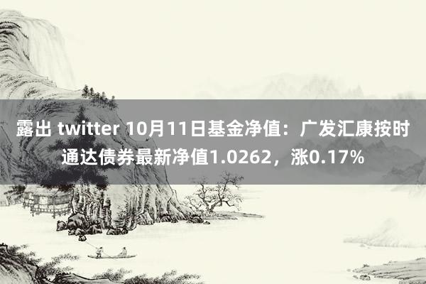 露出 twitter 10月11日基金净值：广发汇康按时通达债券最新净值1.0262，涨0.17%