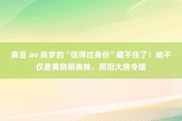 麻豆 av 陈梦的“信得过身份”藏不住了！她不仅是黄晓明表妹，照旧大族令嫒