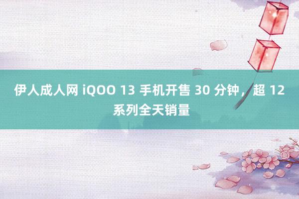 伊人成人网 iQOO 13 手机开售 30 分钟，超 12 系列全天销量