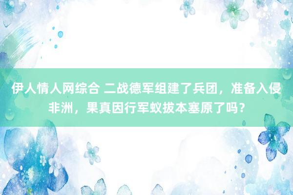 伊人情人网综合 二战德军组建了兵团，准备入侵非洲，果真因行军蚁拔本塞原了吗？