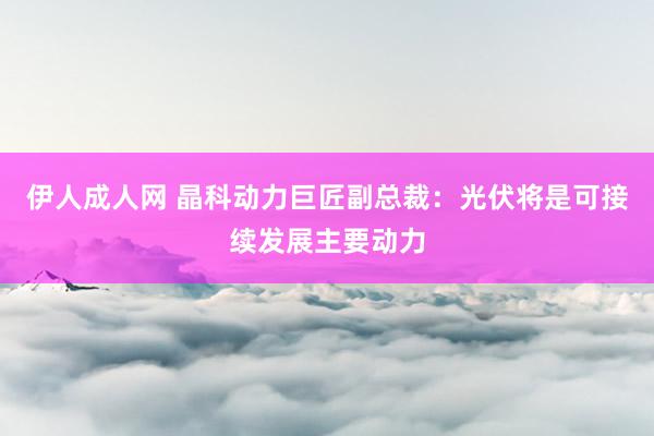 伊人成人网 晶科动力巨匠副总裁：光伏将是可接续发展主要动力