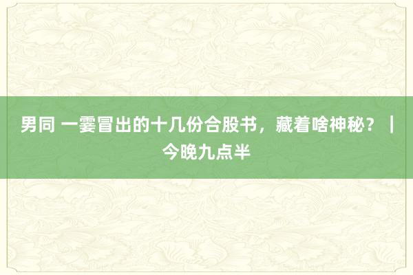 男同 一霎冒出的十几份合股书，藏着啥神秘？｜今晚九点半