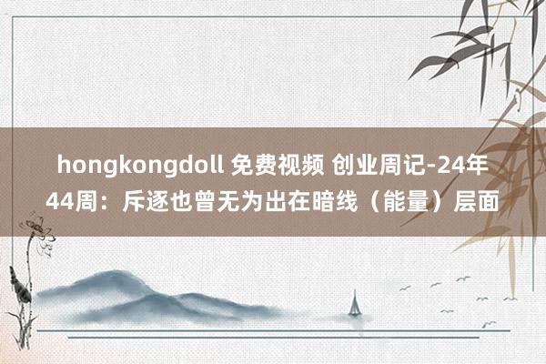 hongkongdoll 免费视频 创业周记-24年44周：斥逐也曾无为出在暗线（能量）层面