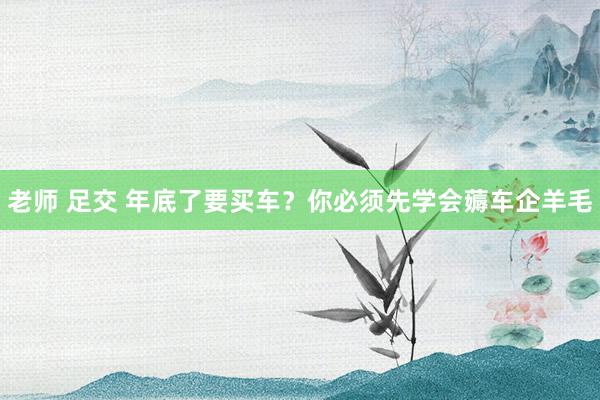 老师 足交 年底了要买车？你必须先学会薅车企羊毛