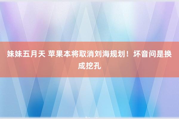 妹妹五月天 苹果本将取消刘海规划！坏音问是换成挖孔