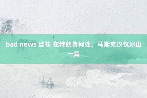 bad news 丝袜 在特朗普何处，马斯克仅仅冰山一角