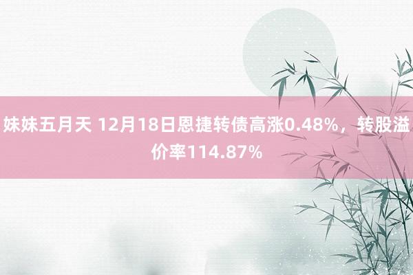 妹妹五月天 12月18日恩捷转债高涨0.48%，转股溢价率114.87%