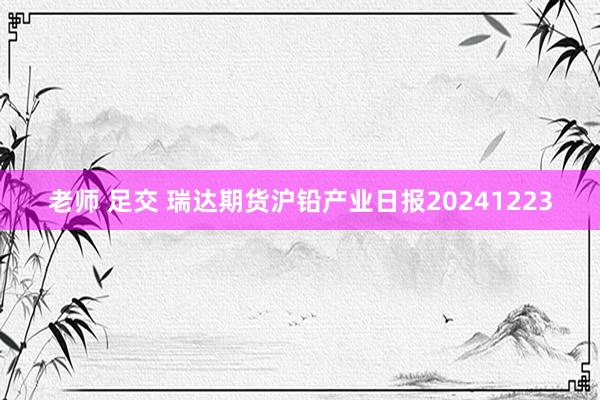 老师 足交 瑞达期货沪铅产业日报20241223