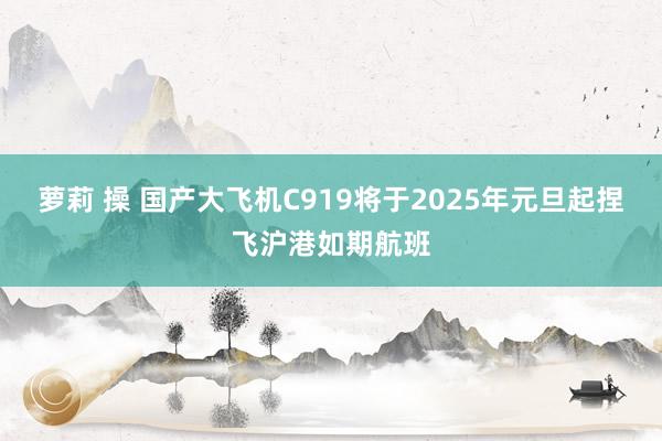 萝莉 操 国产大飞机C919将于2025年元旦起捏飞沪港如期航班