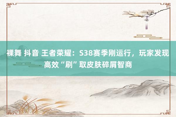 裸舞 抖音 王者荣耀：S38赛季刚运行，玩家发现高效“刷”取皮肤碎屑智商