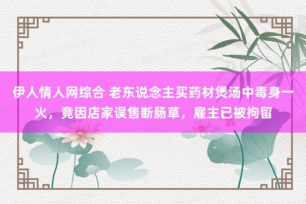 伊人情人网综合 老东说念主买药材煲汤中毒身一火，竟因店家误售断肠草，雇主已被拘留