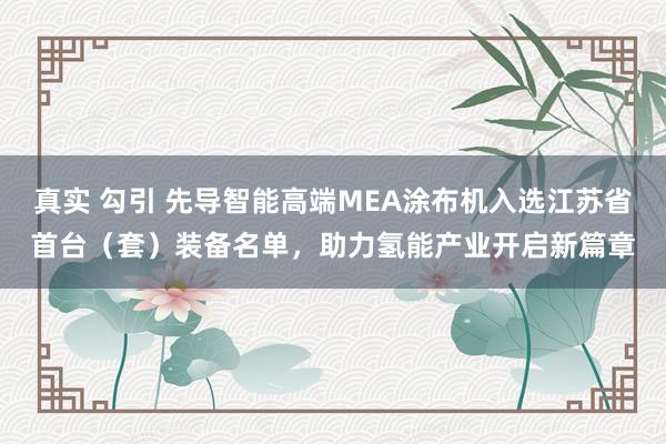 真实 勾引 先导智能高端MEA涂布机入选江苏省首台（套）装备名单，助力氢能产业开启新篇章