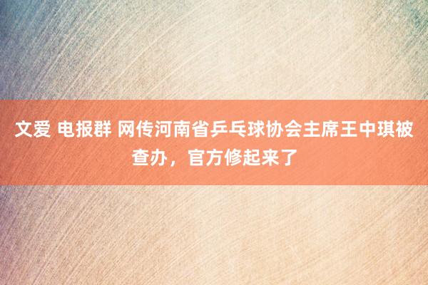 文爱 电报群 网传河南省乒乓球协会主席王中琪被查办，官方修起来了