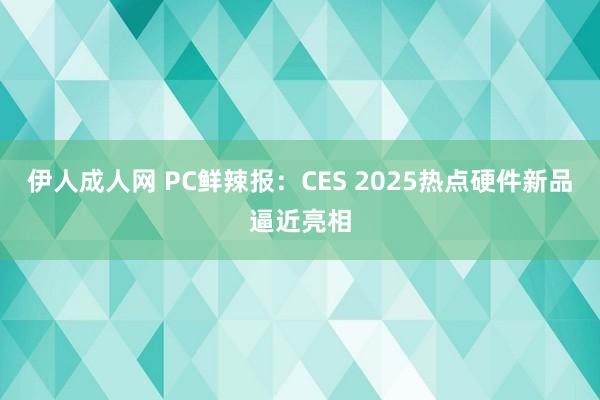 伊人成人网 PC鲜辣报：CES 2025热点硬件新品逼近亮相