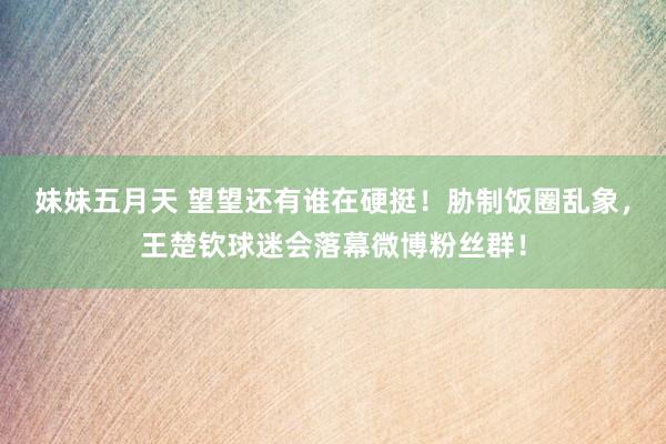 妹妹五月天 望望还有谁在硬挺！胁制饭圈乱象，王楚钦球迷会落幕微博粉丝群！